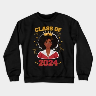 Class of 2024 Black Queen Afro Girl Graduation Senior Crewneck Sweatshirt